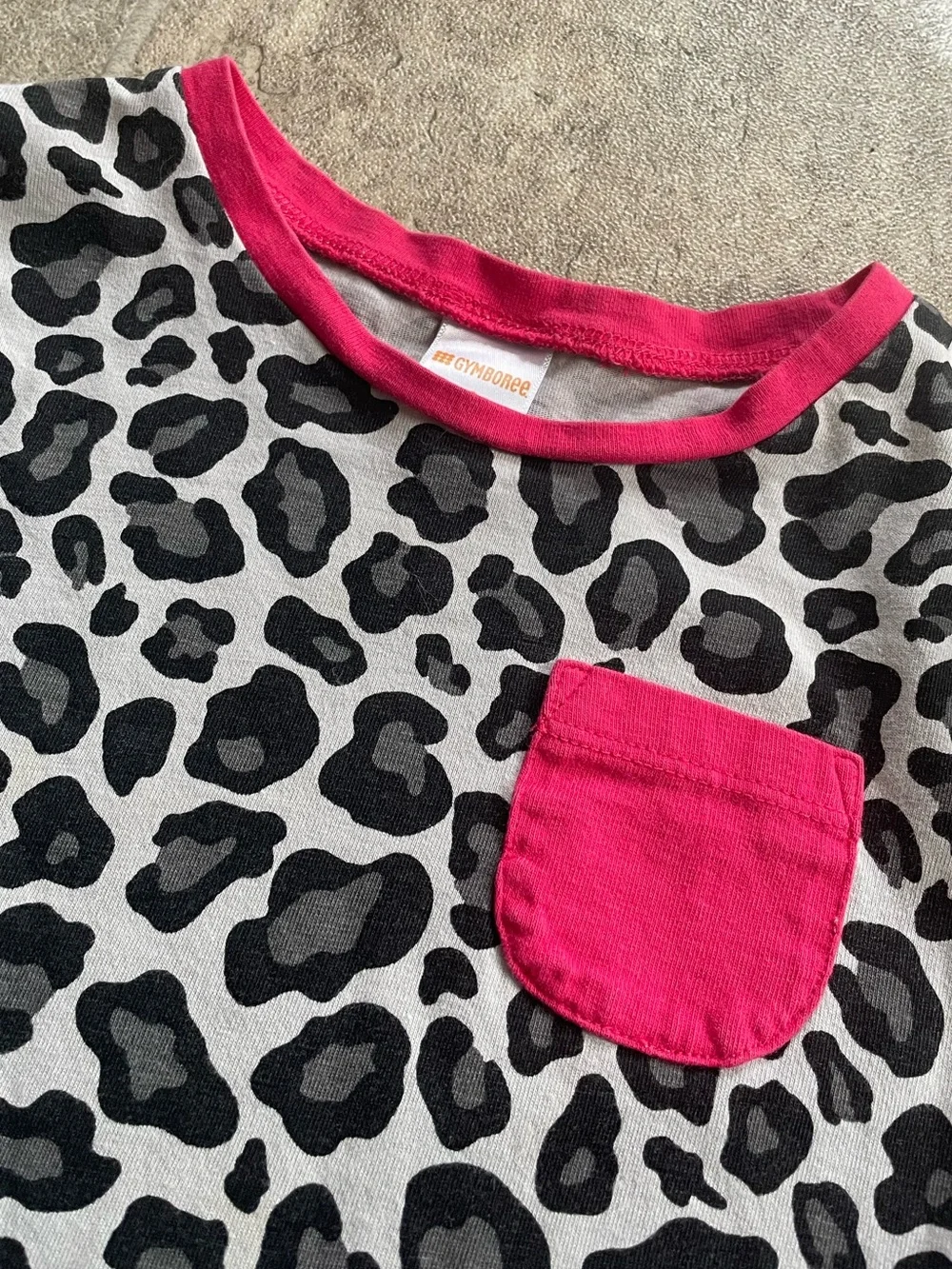 Gymboree Gray and Black Leopard Print Dress with Pink Trim